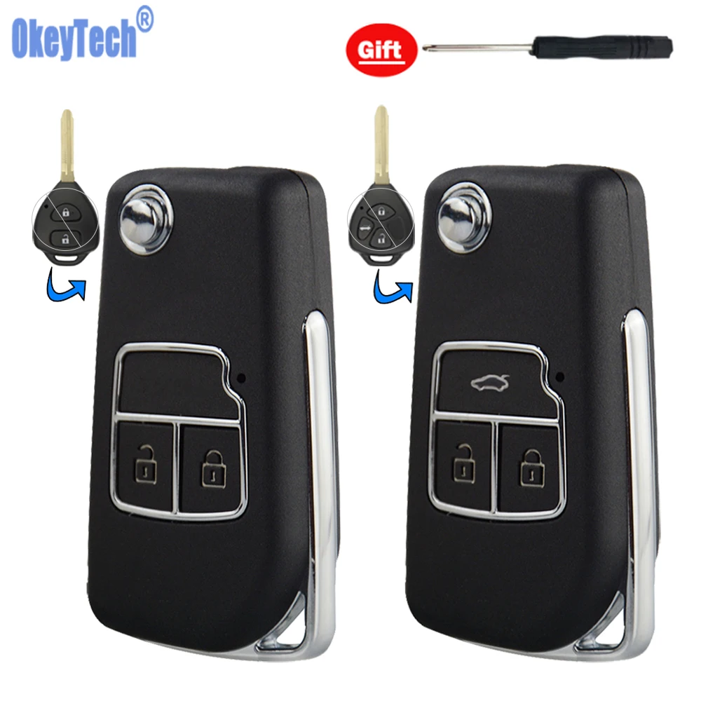OkeyTech складной смарт ключ TOY43 для Toyota Corolla Verso Prius Camry Crown RAV4 Prado Chr 2/3 кнопки|Ключ от