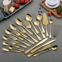 gold cutlery dinner set stainless steel tableware spoon fork knife kitchen set dinnerware mirror dinner complete dropshipping