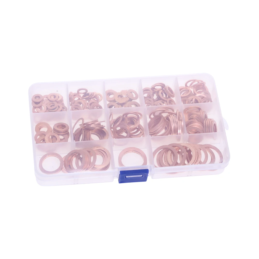 280 шт. 12 размеров Медь шайба комплект прокладок плоские шайбы с коробкой для