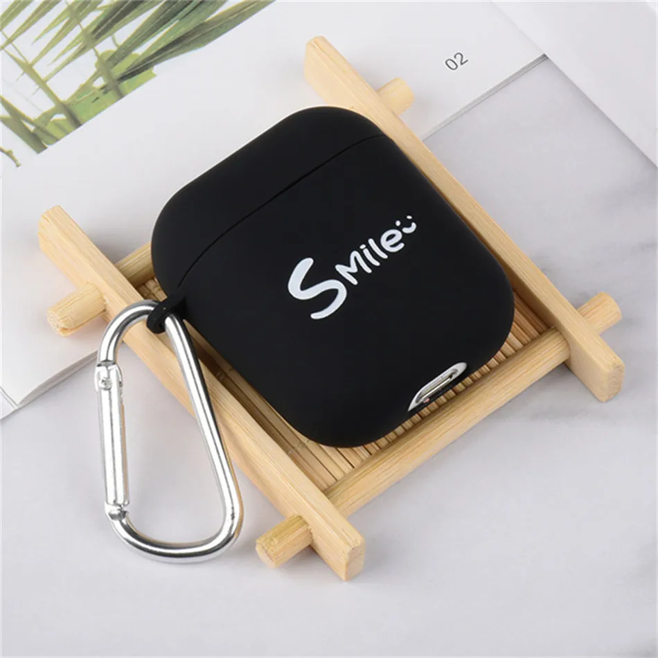 OTTWN For Apple Airpods 1 2 Silicone Case PC Cute Smiley Face Simple Earphone Hard Case Protection Portable Earphone Case Scrub