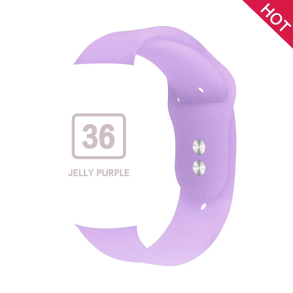 Jelly purple Мягкий силиконовый сменный спортивный ремешок для Apple Watch версии 4, 3, 2, 1, 42 мм, 38 мм, браслет на запястье, ремешок для iWatch 4, 40 мм, 44 мм, спортивный - Цвет ремешка: Jelly purple