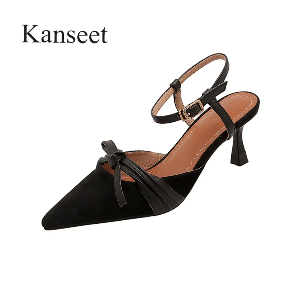 

Босоножки женские Kanseet, из натуральной кожи, на тонком каблуке, с бантом-бабочкой