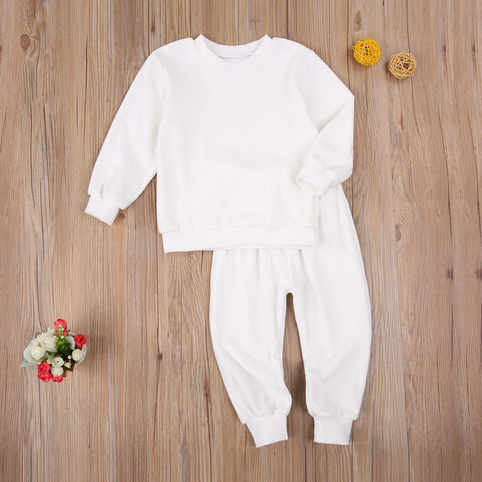 

2Pcs Toddler Baby Clothes Autumn 2020 Solid Color Round Neck Sweatshirt Tops Long Pants Outfits Cotton Clothes Baby Set