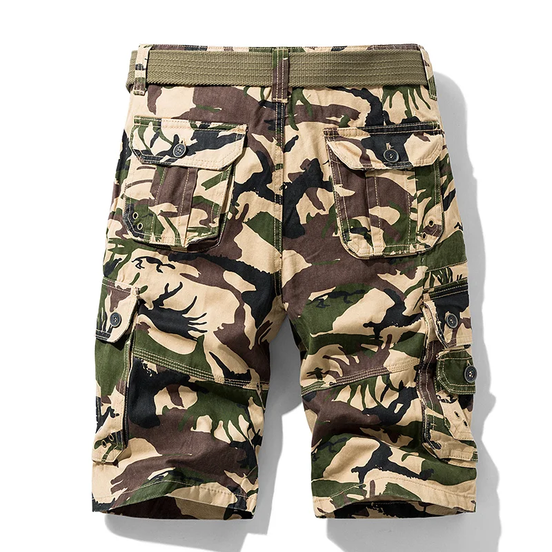 

Camo Summer Cargo Men's Cotton Military Camouflage Male Jogger Board Shorts Men Brand Clothing No Belt
