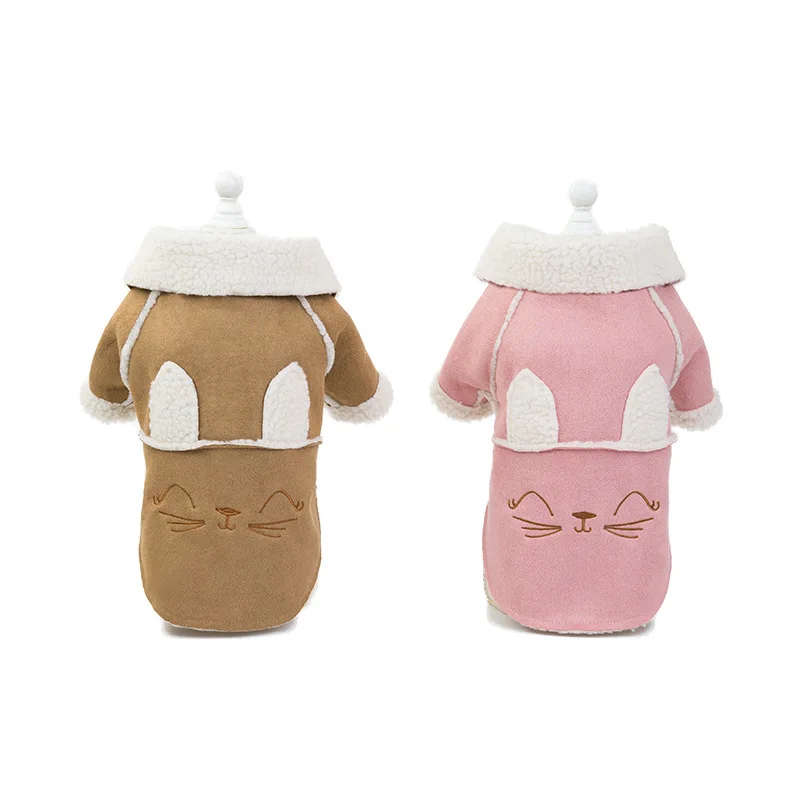 

Милая Одежда для собак кошек одежда пальто жилет замшевая бархатная куртка с лацканами, одежда с принтом в виде собак для маленьких собак