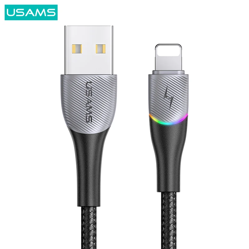 

USB-кабель USAMS со светодиодной подсветкой для iPhone 13 12 Pro Max, провод для быстрой зарядки и передачи данных, шнур типа C для Xiaomi, Huawei, Samsung