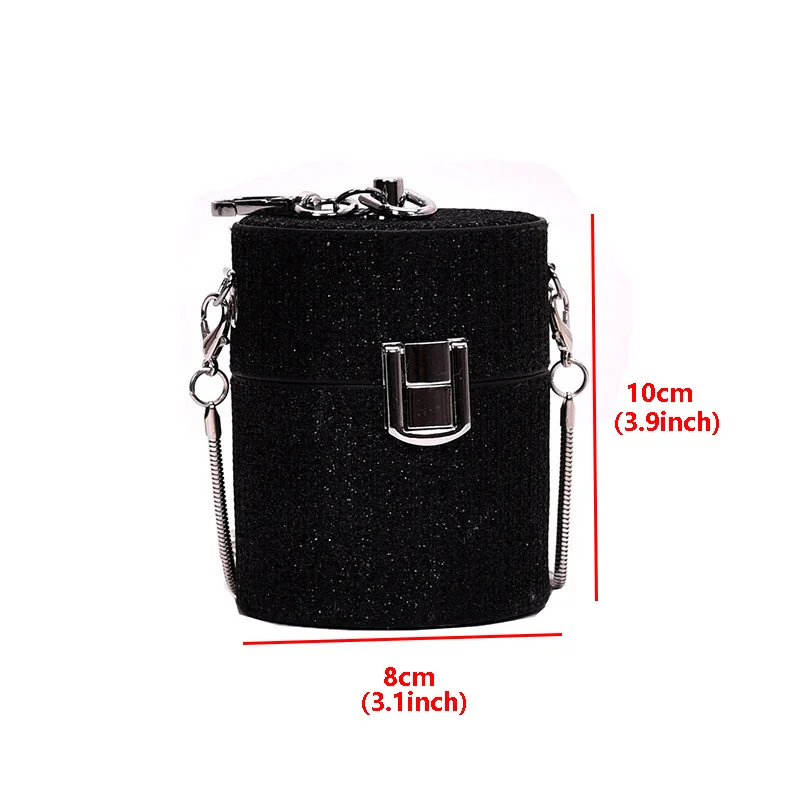 

Fashion Sequins Small Cylindrical Crossbody Bags For Women Chain Mini Shoulder Messenger Bag Woman Designer Lock Women's Handbag