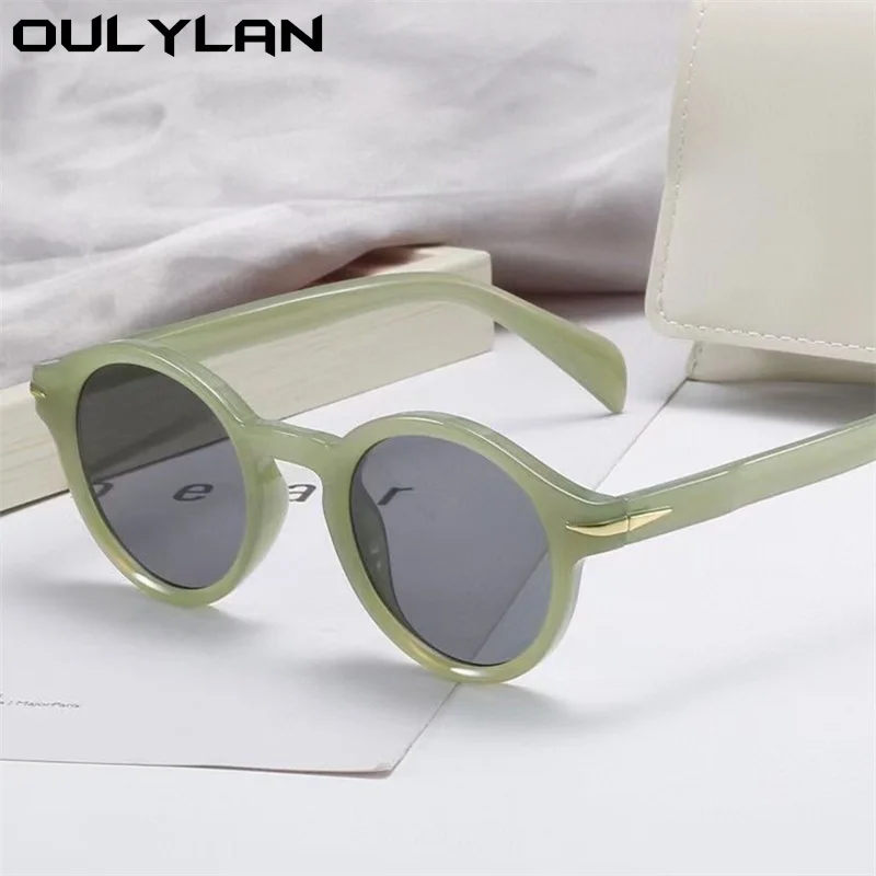 Маленькие круглые солнцезащитные очки Oulylan для женщин и мужчин винтажные желтые