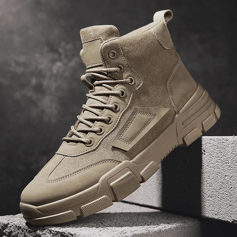 

Autumn Men's High-top Casual Shoes Fashion Martin Boots Thick Bottom Men Walking Shoes Zapatillas Hombre