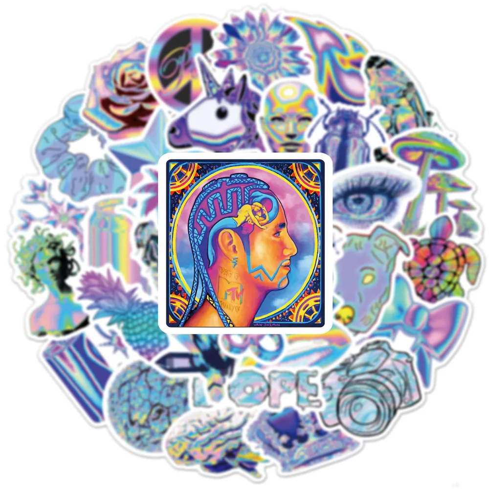 

50PCS Holographic Laser Style Graffiti Stickers Laptop Guitar Luggage Fridge Waterproof Cool Sticker Decal Kid Classic Toy
