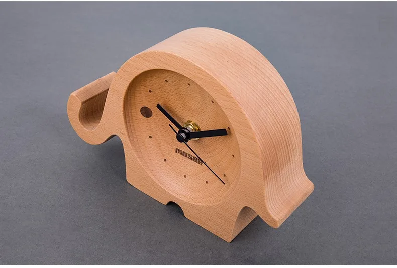 Деревянное украшение для дома часы мультяшные слон детей настольные