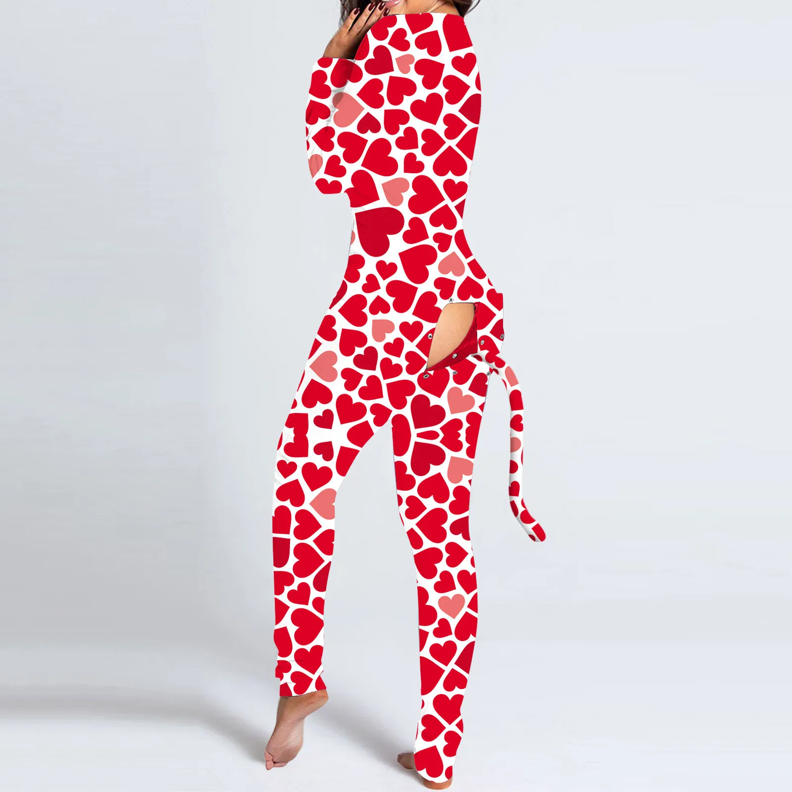 

Women's Button-down Front Functional Buttoned Flap Adults Jumpsuit Women's Pajamas Onesies For Women Christmas Solid Sleepwear