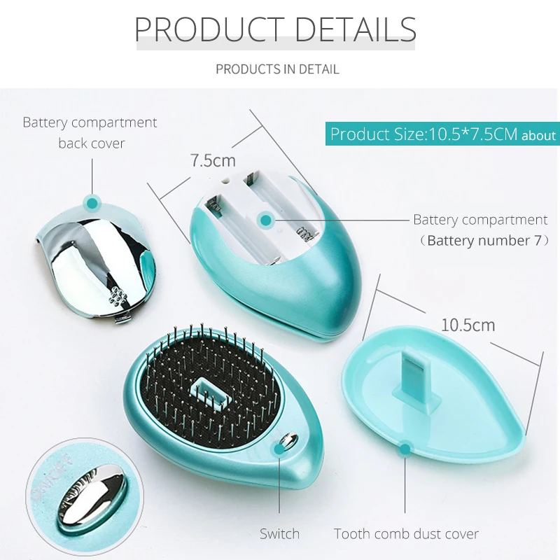 

Electric hair tools Hair Straightener Brush Negative Ionic Comb Portable Hair Ionic Brush Anti-static Massage Hair Curler