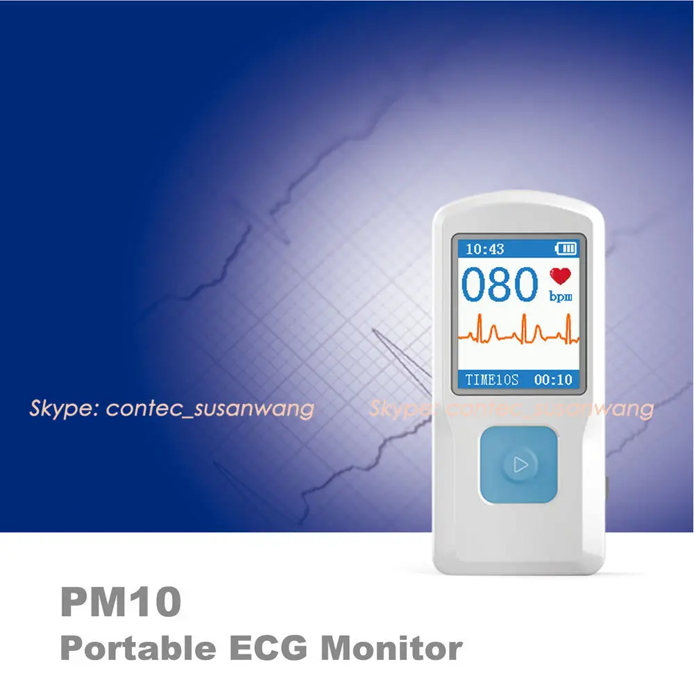Портативный монитор ЭКГ CONTEC PM10 измеритель сердечного ритма ЖК-дисплей Bluetooth