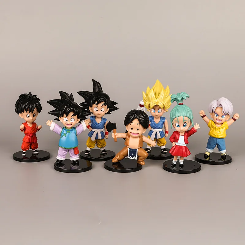 

Bandai 7pcs Dragon Ball Goku Gohan Hand-made Toy Model Figurine Cake Decoration Car Decoration