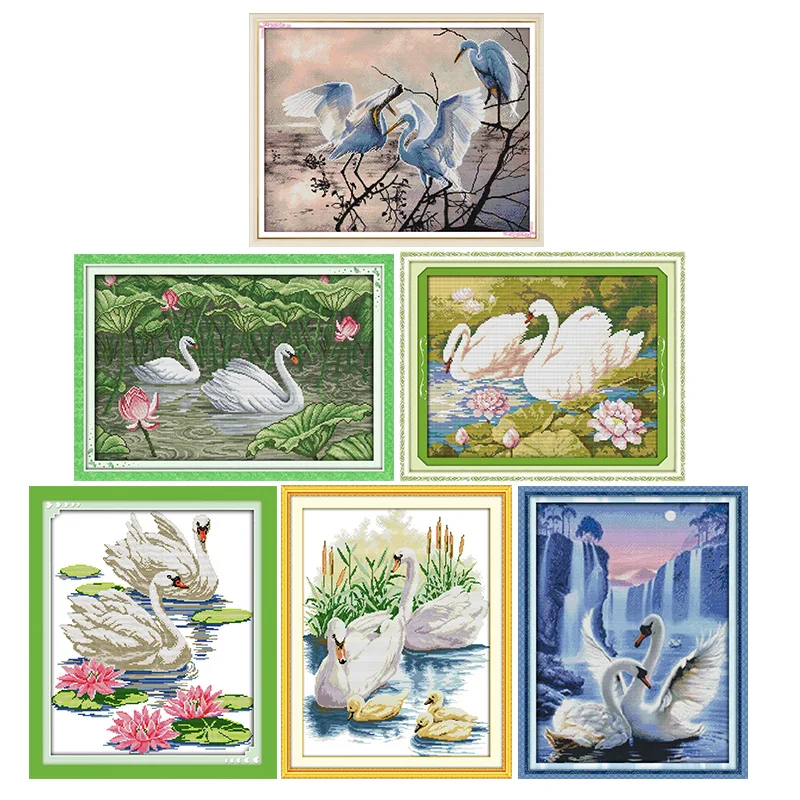Набор для вышивки крестиком с изображением белого лебедя серии 11CT14CT животных