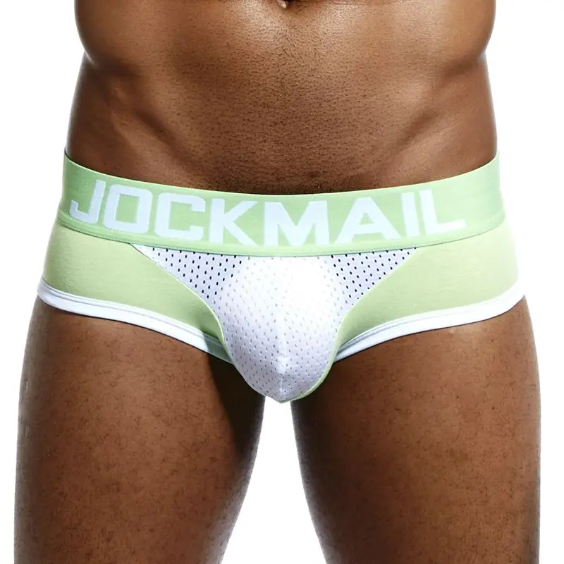 JOCKMAIL, фирменное Мужское нижнее белье, боксеры, трусы, сетчатые, дышащие, с мешочком для пениса, cueca, боксеры, calzoncillos hombre, трусы для сна - Цвет: Light Green