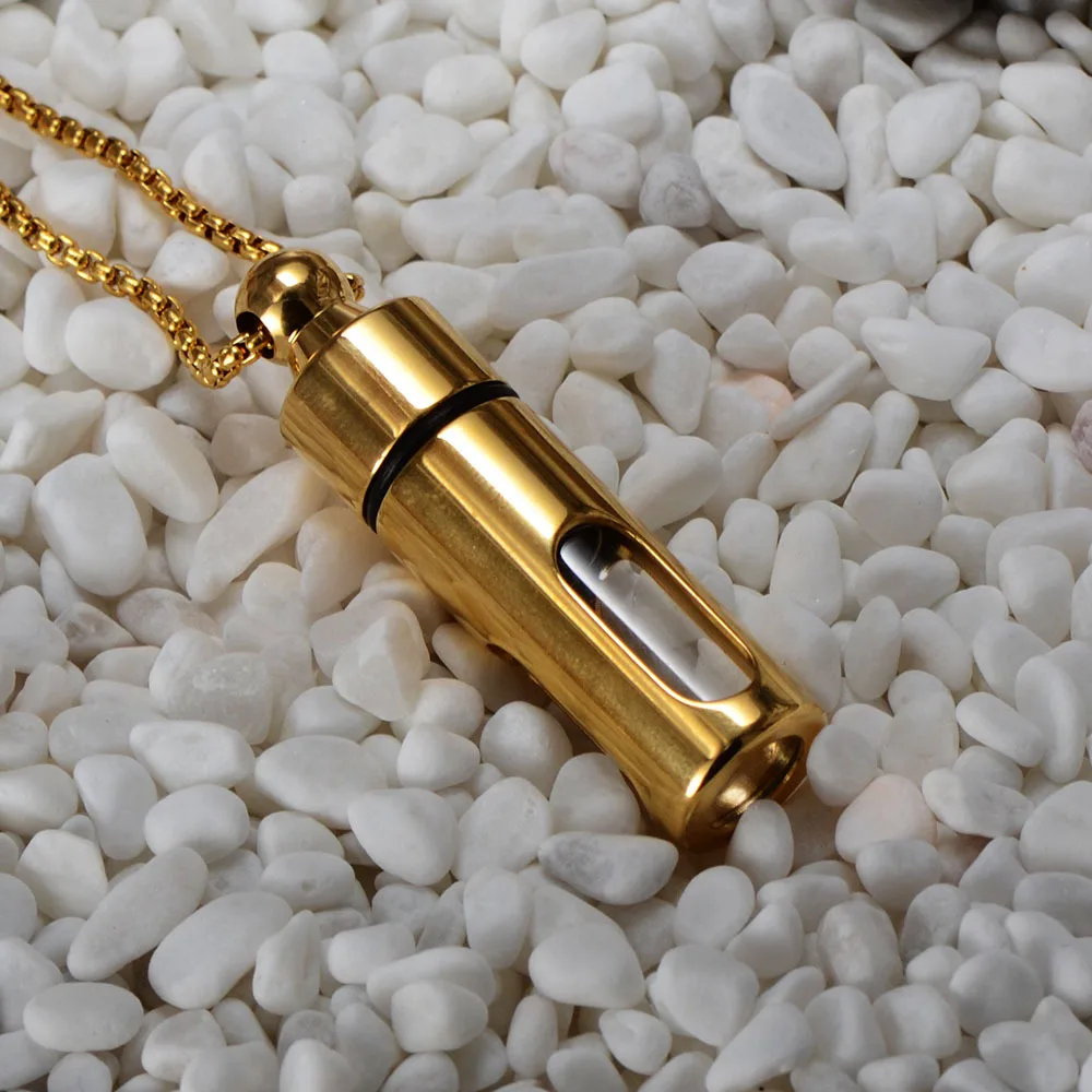 

gold silver color Stainless Steel Men trendy perfume bottle pendant necklaces with 60cm long chain fashion necklace male jewelry