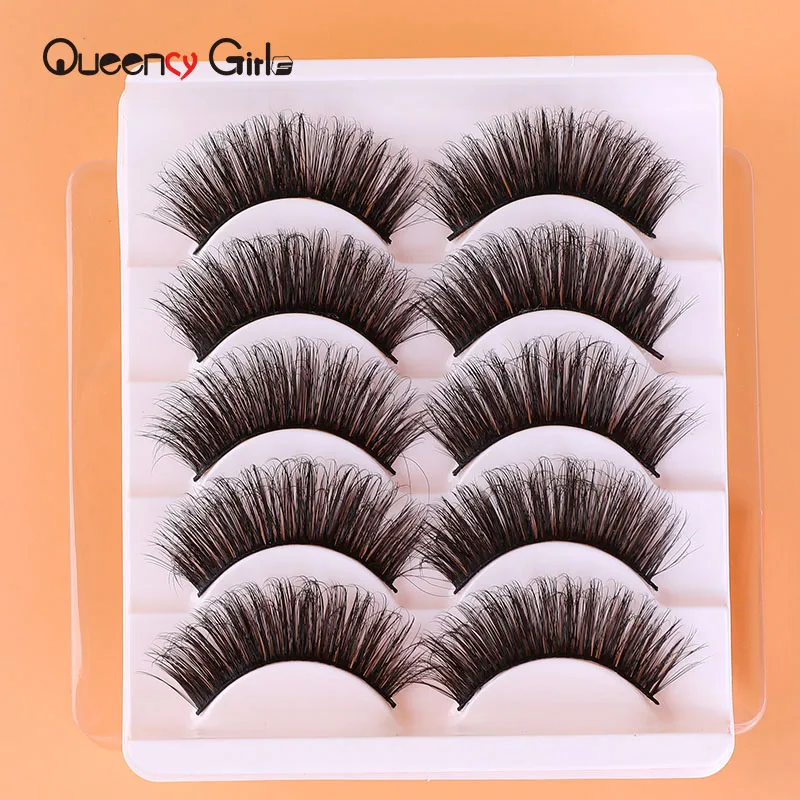 

Queenly Girls Wholesale 5Pairs Mixing Styles 3D Faux Mink Hair False Eyelashes Wispy Thick Lashes Handmade Soft Eye Makeup Tools