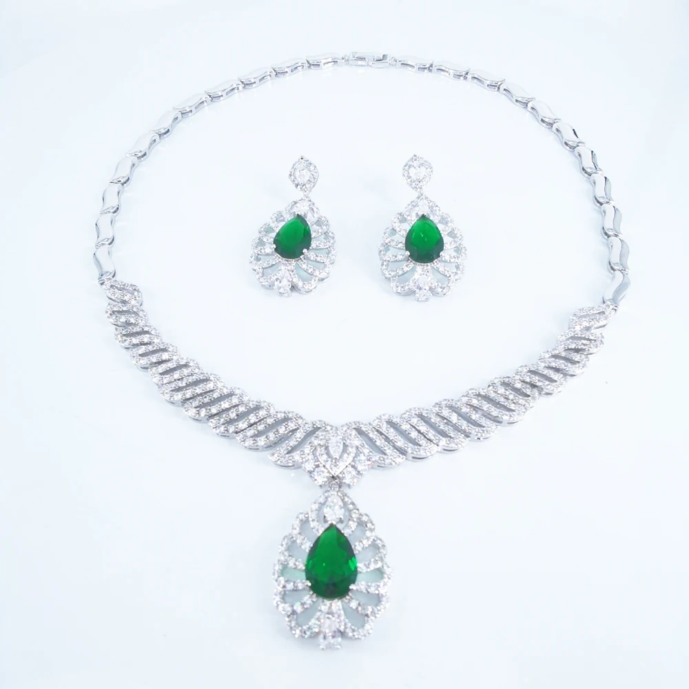 2021 Новые Модные Винтажные синий черный красный цвет циркон серьги ожерелья