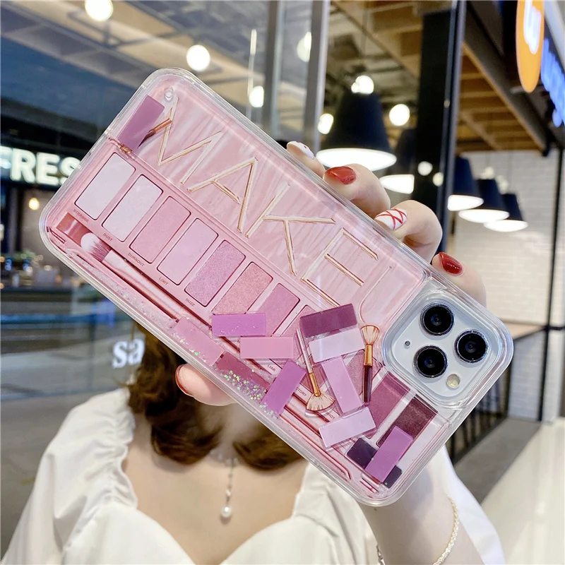 Makeup cosmetic quicksand case for iphone 14 XS Max XR Bling glitter Dynamic liquid hard phone case 13 iphone 11 Pro 7 8 plus 12