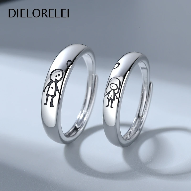 

DIELORELEI 925 Sterling Silver Light Luxury Style Jewelry Prevent Allergy Open Ring Girls Women Niche Adjustable Ring