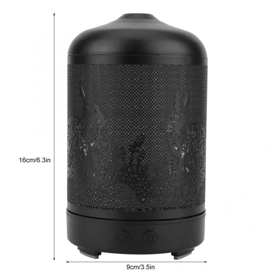 

100ml Iron Art Ultrasonic Humidifier Home Desktop Aroma Essential Oil Diffuser Air Humidifier Fogger Mist Maker with LED Lamp