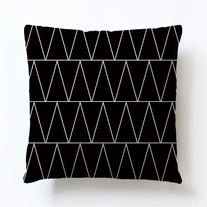 

Modern Geometry Pillowcase Black And White Stripe Wave Classic Cotton Fauxlinen Soft Home Decorative Accessories 45x45cm
