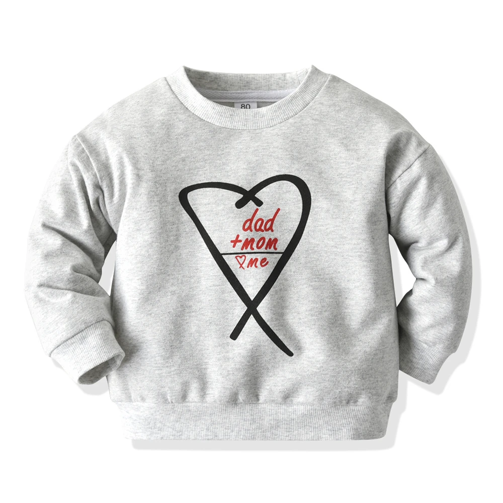 

WenaZao Infant Toddler Baby Girls and Boys Pullover Kids Grey Long Sleeve Round Collar Letters Pattern Printed Top 1 to 6 Years