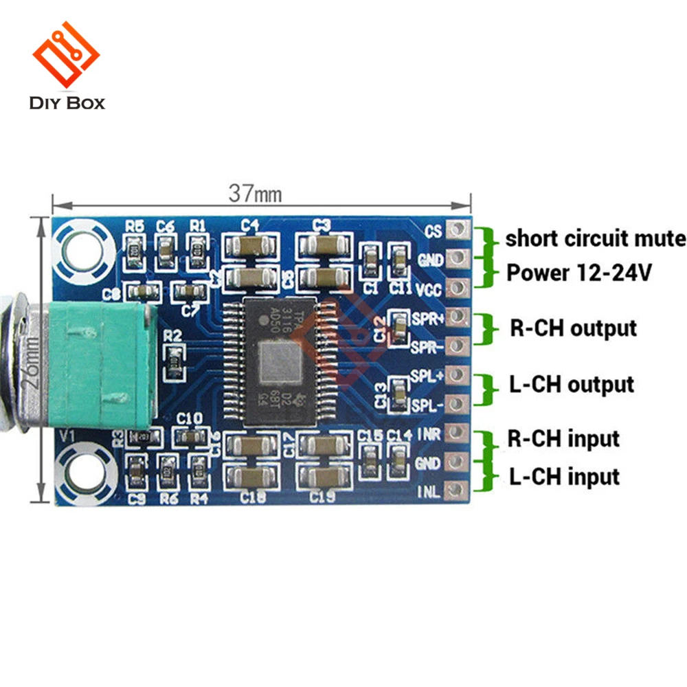 

XH-M564 TPA3116D2 Digital Amplifier Board module 2x50W 12-24V with Potentionmeter Volume Control Audio Sound Speaker Board