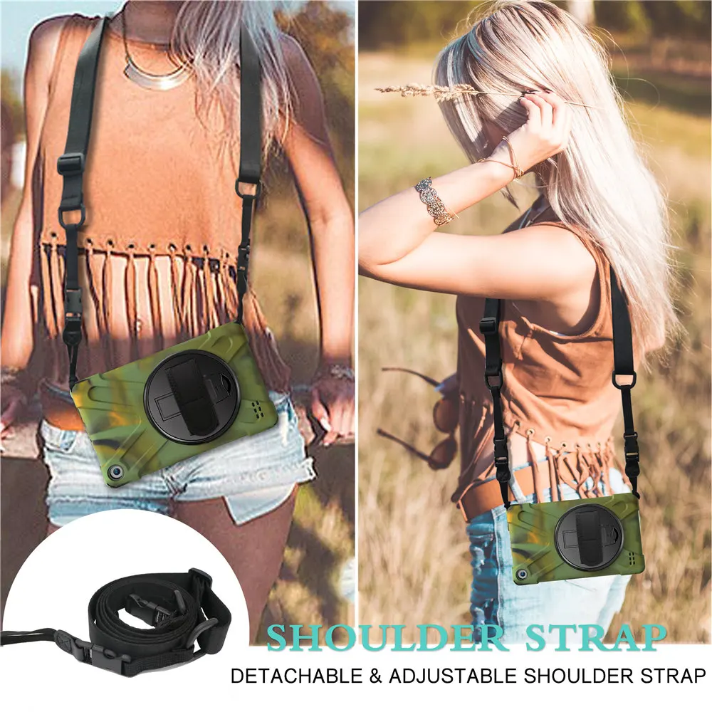 Силиконовый чехол для планшета с вращением на 360 градусов Amazon Kindle Fire 7 2017 2019 3 слоя