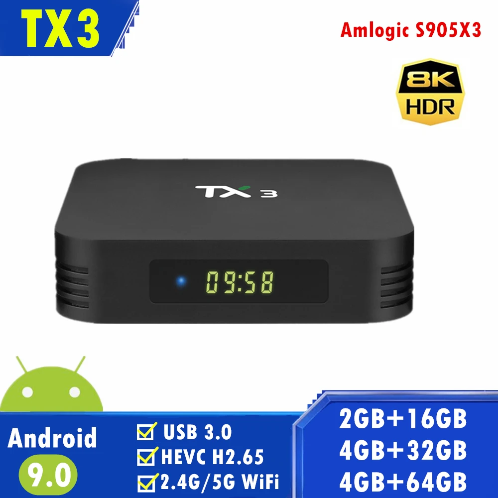 Tanix TX3 Смарт ТВ BOX Android 9 0 Amlogic S905X3 8K HD 4 Гб Оперативная память 32GB/64GB Встроенная 2 г/5G