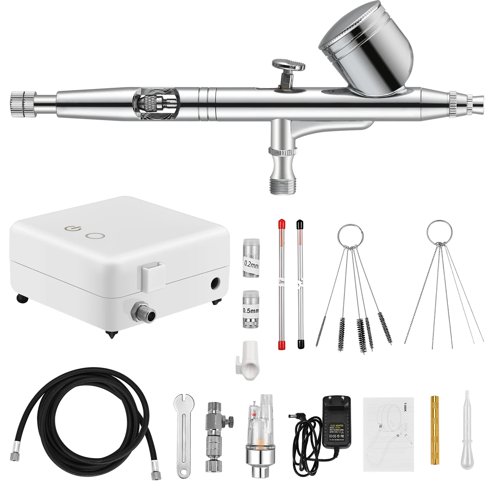 

0.3mm Dual Action Airbrush Spray Gun Air Compressor Kit Art Painting Manicure Craft Spray Model Air-brush Nail Tool EU US Plug