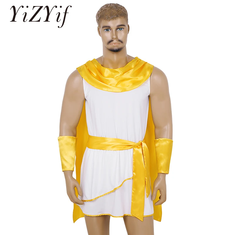 Мужской костюм мифического Божия без рукавов роскошный классический Тога туника