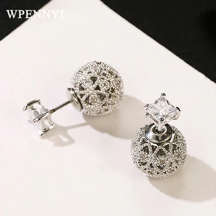 Брендовые дизайнерские маленькие хрустальные серьги белого золота круглые