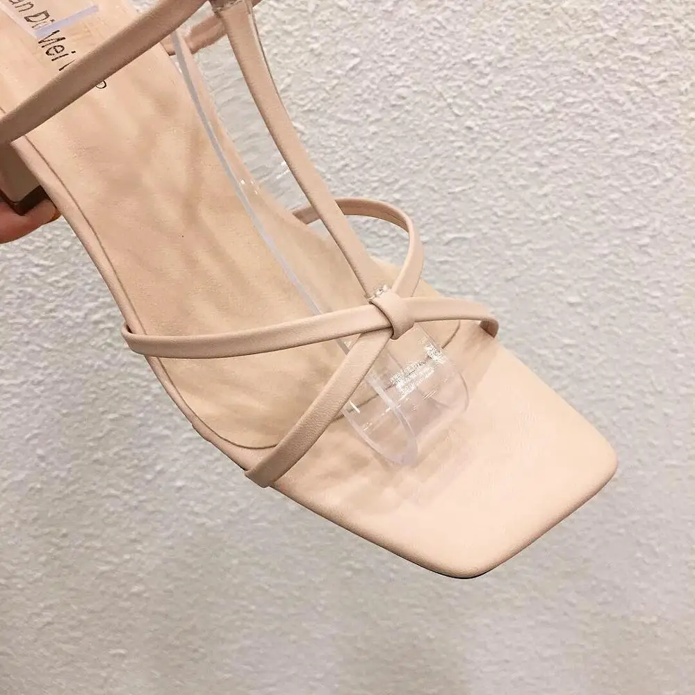 Женские офисные туфли летние сандалии с ремешком на щиколотке пикантные высоком