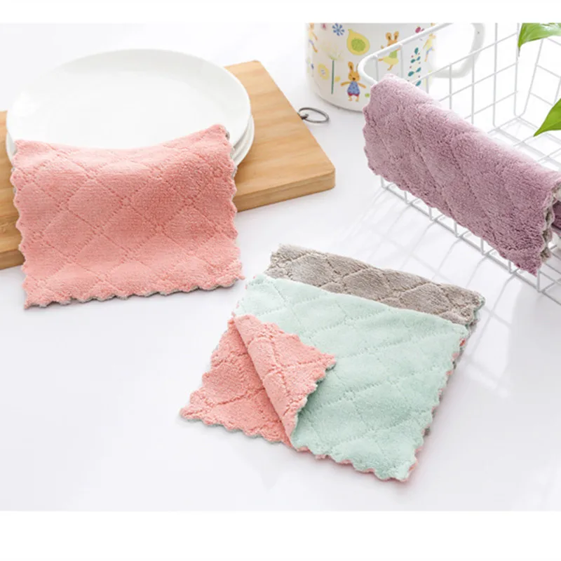 

Household Super Absorbent Microfiber Towel Kitchen Dish Cloth Non-stick Oil Washing Rag Tableware Cleaning Wiping Tools Kitchen