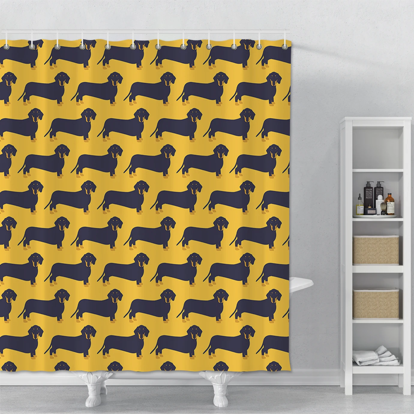 

Cartoon Shower Curtain Printed Dachshund Waterproof Polyester Bathroom Shower Curtain Animals Bathroom Shower Curtain With Hooks