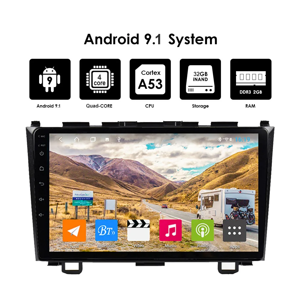9 &quotAndroid 10 1 2Din автомобильный мультимедийный плеер Авто Радио для Honda CRV CR V 2007 2011 GPS