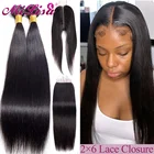 30 дюймов пряпряди с застежкой 2x6 средняя часть кружевная застежка перуанские волосы Реми прямые человеческие волосы для наращивания