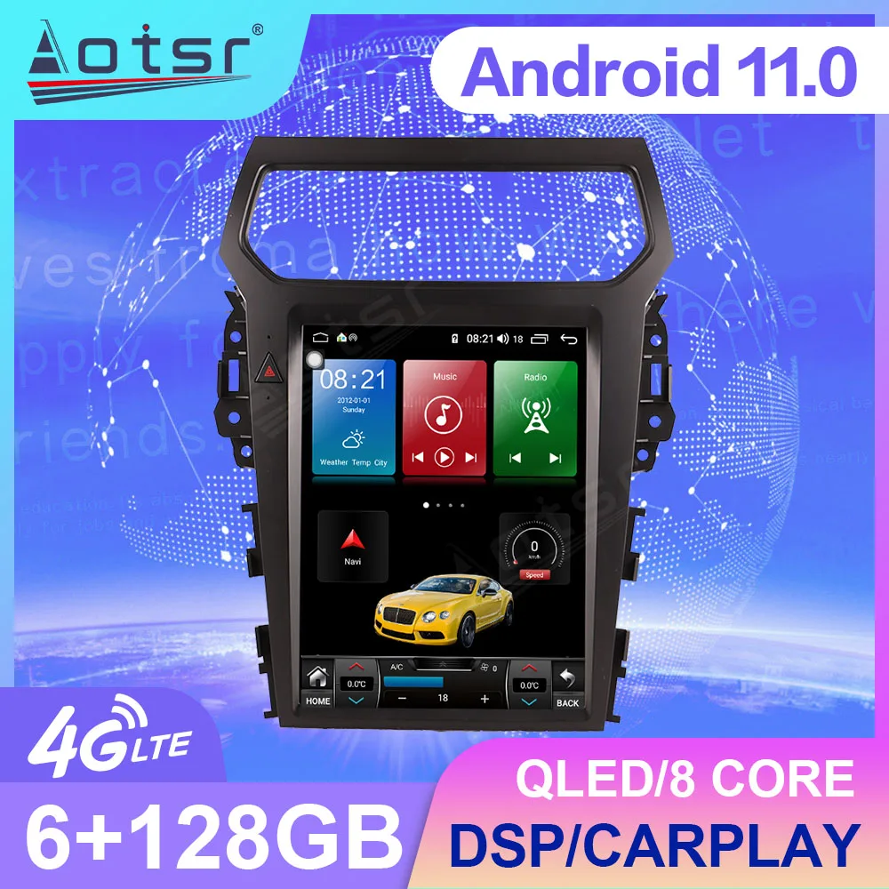 

128G Android 11 Tesla Style For Ford Explorer 2014 2015 2016 - 2019 Car Radio Multimedia Player Navigation GPS HeadUnit No 2din
