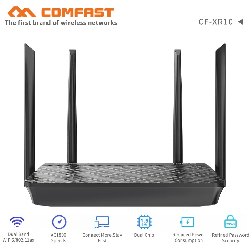 WiFi 6 Router 1800Mbps Smart Dual Band WiFi6 802.11ax Wireless wifi Router with 4 Gigabit RJ45 Ports 4 Antennas for Home Office