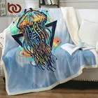 Постельное белье Розетка Медузы одеяло мягкое геометрическое шерпа плюшевое одеяло синее акварельное Флисовое одеяло Шикарный декор для спальни 1 шт