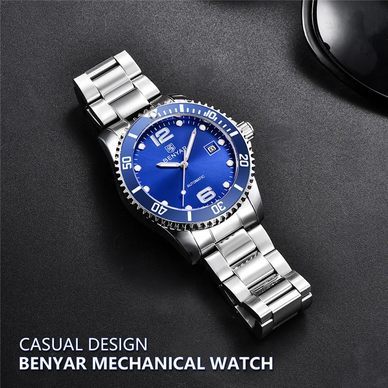 Часы мужские механические водонепроницаемые из нержавеющей стали в стиле