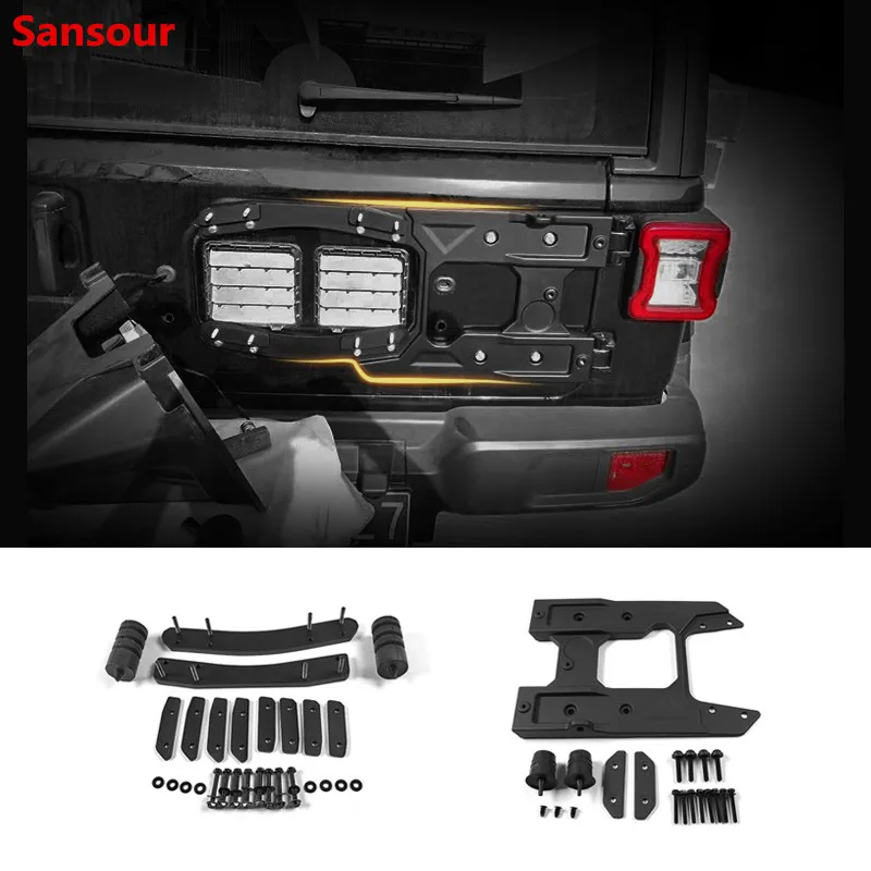 Sansour Rear Door Hinge Kit for Jeep Wrangler JL 2018 Car Spare Tire Mounting Kit Holder Bracket for Jeep Wrangler Accessories