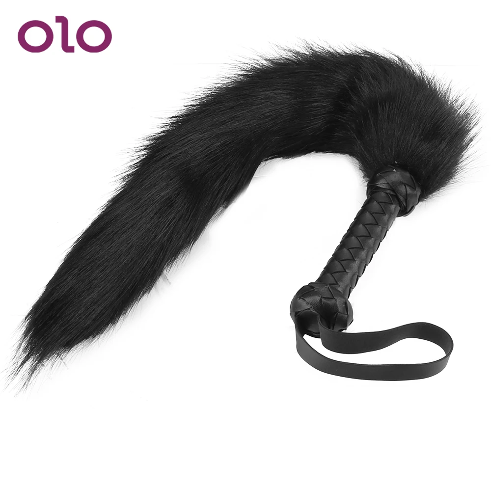 

OLO Fox Tail Whip Sex Toys for Men Women Couples Slave Roleplay Erotic Products Braided Handle Sex Whip Spanking Paddle Flirt