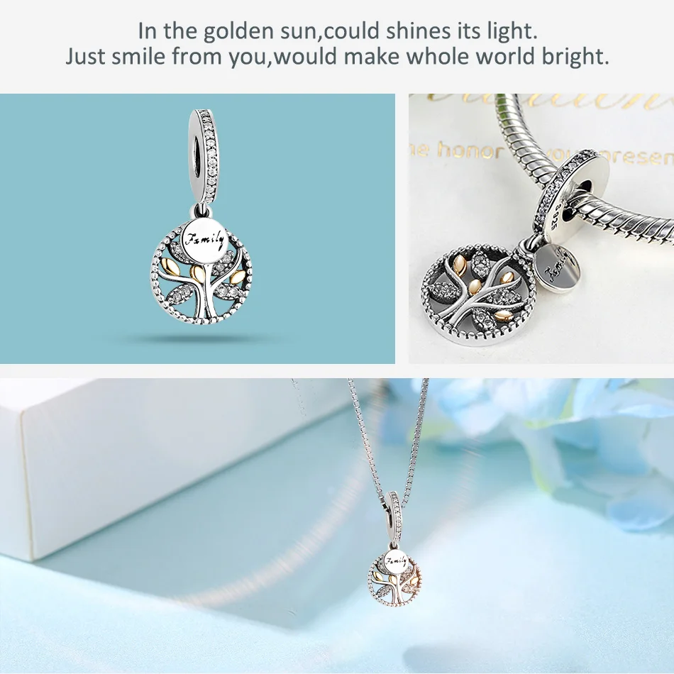 Шарм бусина из серебра 925 пробы снежинка семейное дерево любви пчела золотой