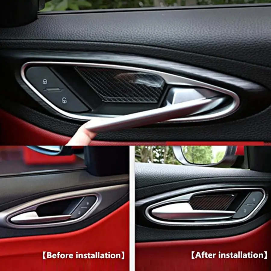 4 шт. Автомобильная карбоновая внутренняя дверная чаша крышка отделка Подходит