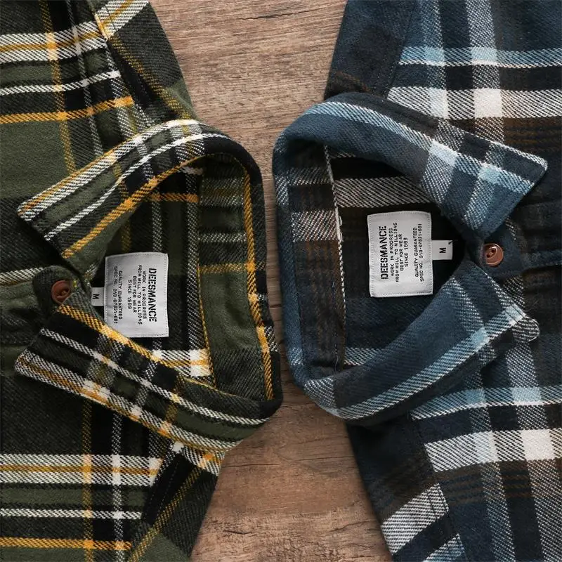 Куртка-рубашка Мужская Утепленная фланелевая в клетку винтажном стиле с начесом