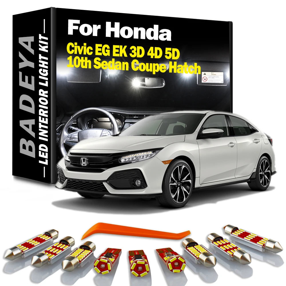 BADEYA-Kit de luces LED Canbus para Interior de coche, lámpara para Honda Civic EG EK 3D 4D 5D 10th Sedan Coupe Hatch 1992-2020